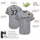 Youth Custom Gray Black-White Baseball Jersey